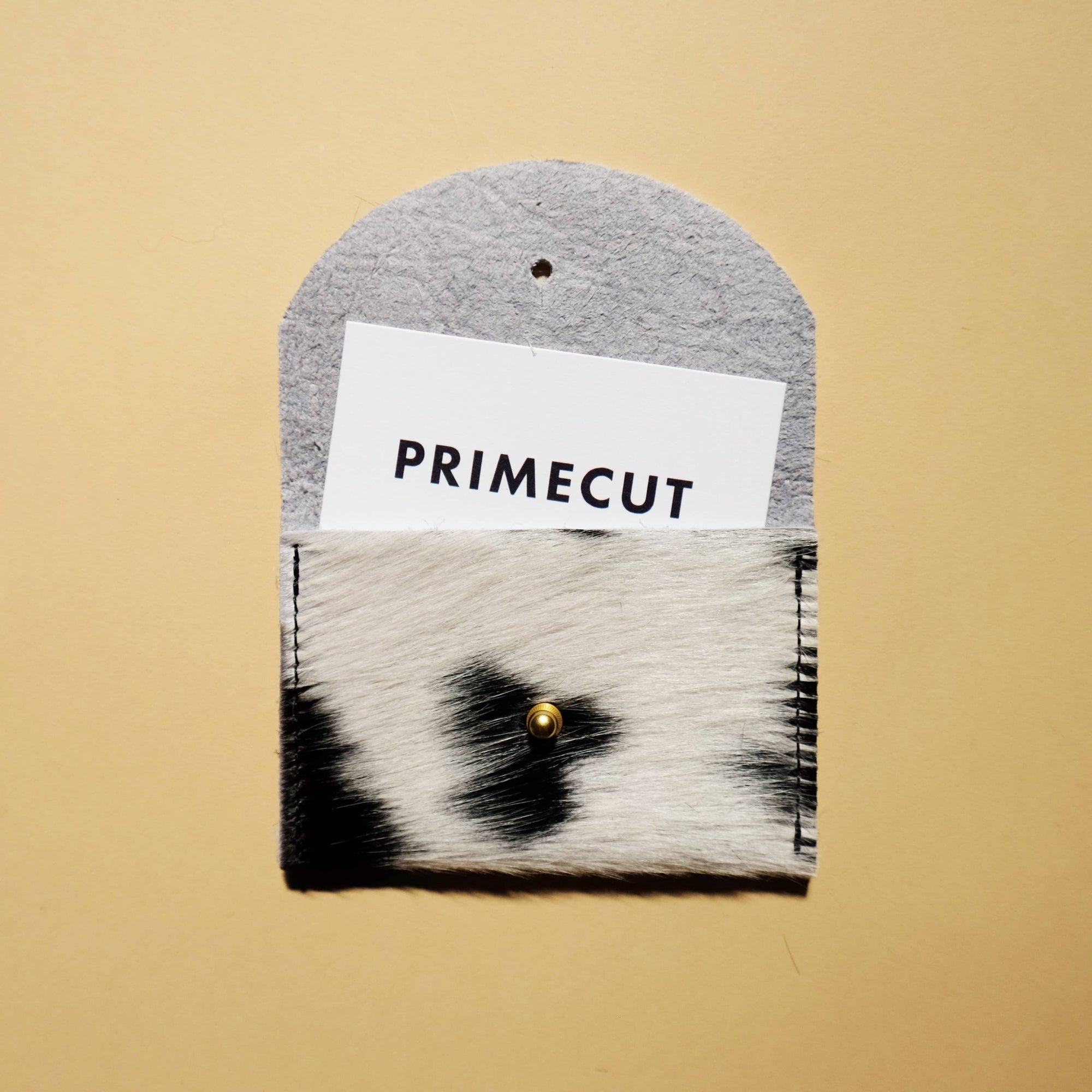 Primecut Cardholder in Black + White Hair on Hide