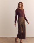 Amente Pleated Cotton Trouser in Forest