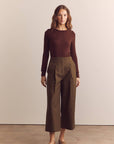 Amente Pleated Cotton Trouser in Forest