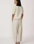 LAUDE the Label Barrel Leg Pant in Ivory Corduroy