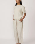 LAUDE the Label Barrel Leg Pant in Ivory Corduroy
