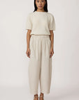 LAUDE the Label Barrel Leg Pant in Ivory Corduroy