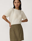 LAUDE the Label Classic Mini Skirt in Olive Corduroy