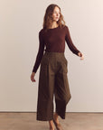 Amente Pleated Cotton Trouser in Forest