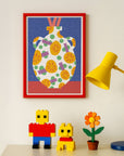 Handled Vase Art Print – Color-Block Floral
