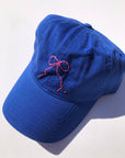 Billy Bamboo Hand Embroidered Bow Caps in Blueberry