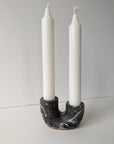 Mayhewn Black Marbled U-Shaped Taper Candle Holder