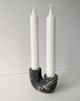 Mayhewn Black Marbled U-Shaped Taper Candle Holder