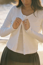Load image into Gallery viewer, Organic Pointelle Cardigan: White
