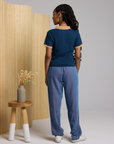 Known Suppply Zuri Knit Polo in Sapphire/Latte