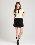 Known Supply Zuri Knit Polo in Pearl/Black