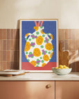 Handled Vase Art Print – Color-Block Floral