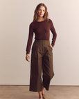 Amente Pleated Cotton Trouser in Forest