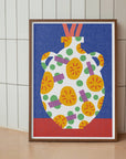 Handled Vase Art Print – Color-Block Floral