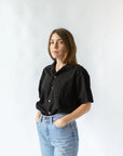 Vintage Black Loop Collar Shirt