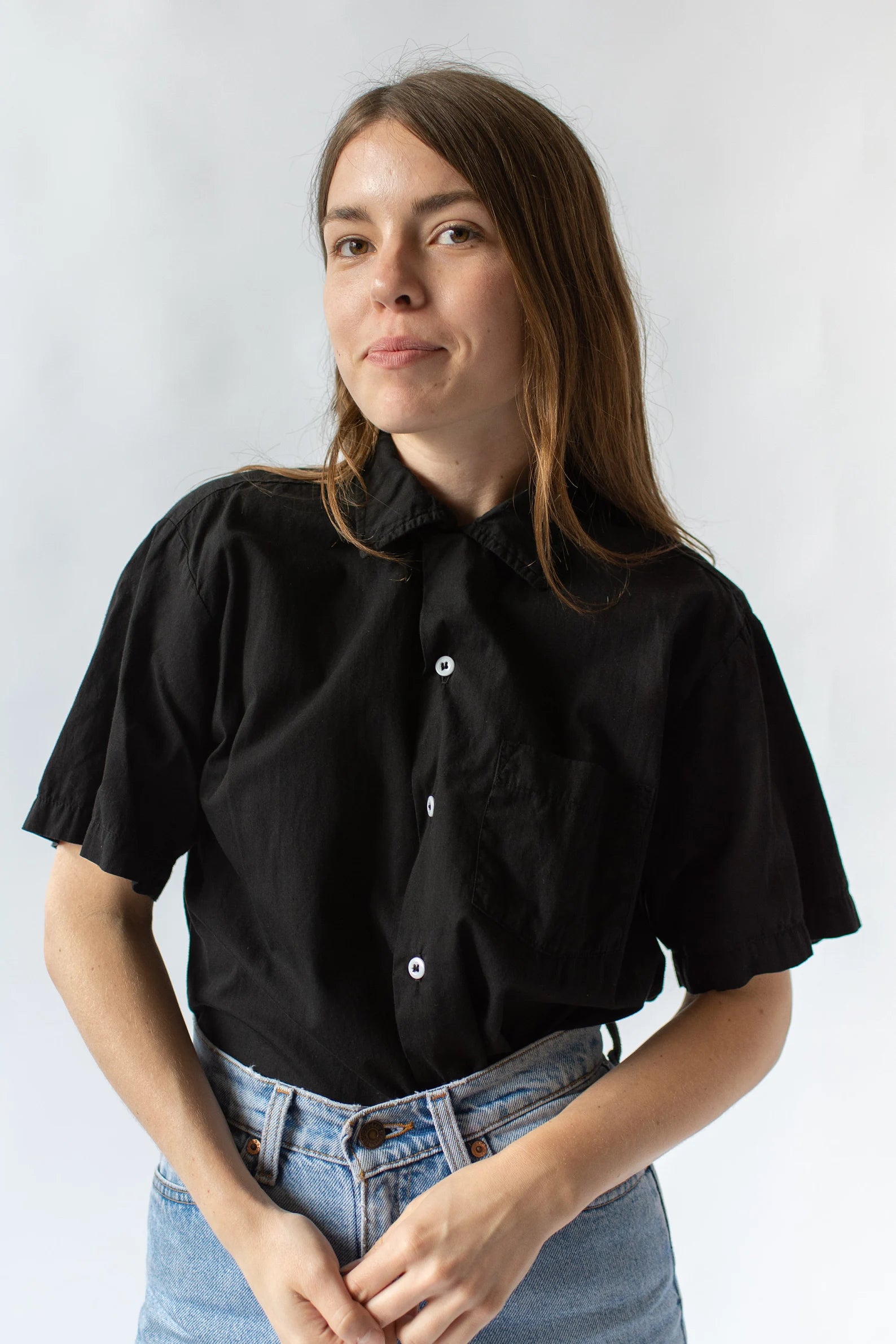 Vintage Black Loop Collar Shirt