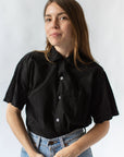 Vintage Black Loop Collar Shirt