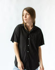 Vintage Black Loop Collar Shirt