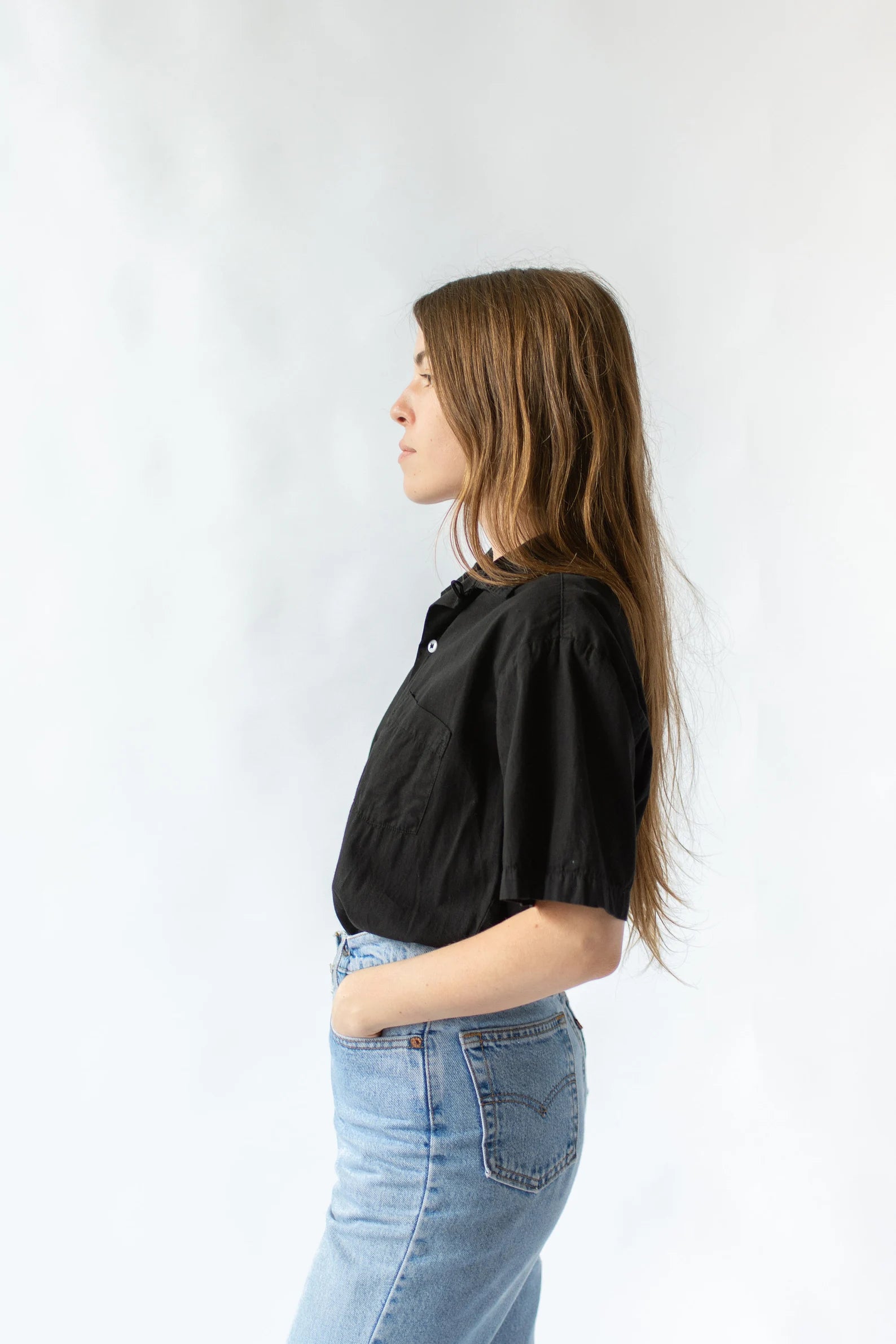 Vintage Black Loop Collar Shirt