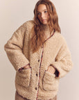 Shepherd reversible cardigan: Oatmeal/Brown / Solid