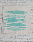 Hearth and Harrow Sardines Tea Towel in Mint Green