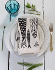 Sardines Tea Towel in Black - Organic Cotton