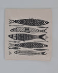 Sardines Tea Towel in Black - Organic Cotton