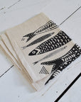 Sardines Tea Towel in Black - Organic Cotton