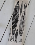 Sardines Tea Towel in Black - Organic Cotton