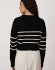 Laude the Label Cropped Field Sweater in Ivory Stripe