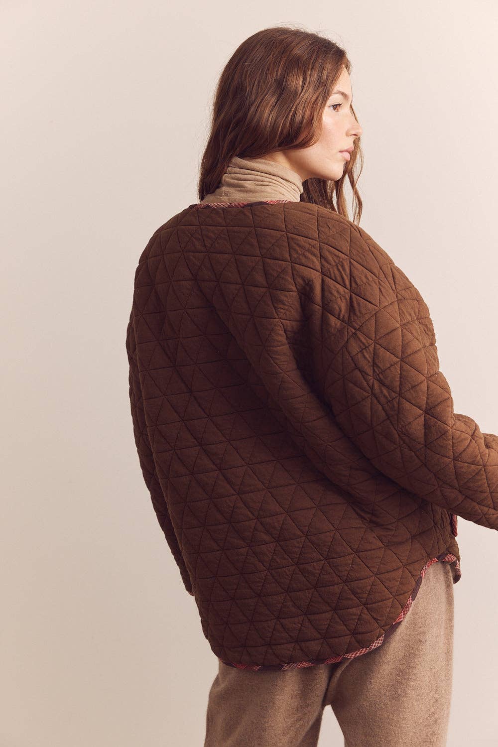 Shepherd reversible cardigan: Oatmeal/Brown / Solid