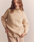 Wool Turtleneck Waffle Sweater: Cream