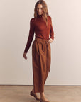 Amente Pleated Drawstring Pants in Red Bean