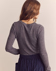 Wool Blend Lightweight Knit Top: Heather Grey