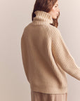 Wool Turtleneck Waffle Sweater: Cream