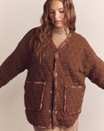 Shepherd reversible cardigan: Oatmeal/Brown / Solid