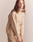 Wool Turtleneck Waffle Sweater: Cream