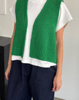 Le Bon Shoppe Granny Cotton Sweater Vest in Green Pepper