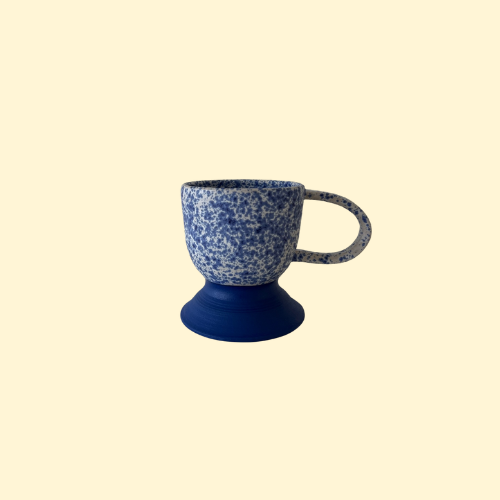 Klay House Ceramics - Pedestal Mug: Azul Speckle