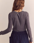 Wool Blend Lightweight Knit Top: Heather Grey