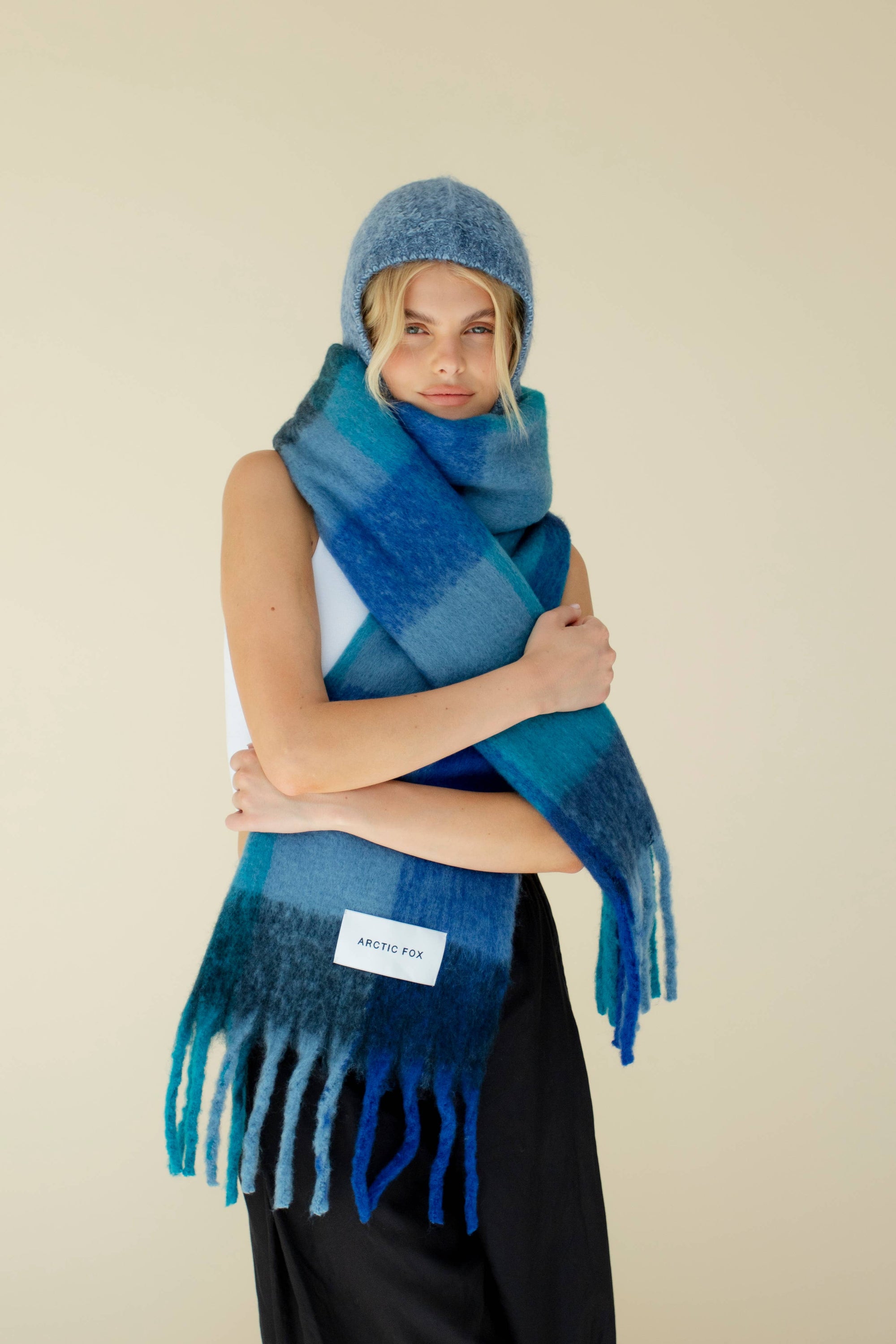 Arctic Fox Reykjavik Scarf in Blue Check