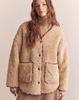 Shepherd reversible cardigan: Oatmeal/Brown / Solid