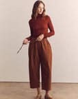 Amente Pleated Drawstring Pants in Red Bean