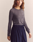 Wool Blend Lightweight Knit Top: Heather Grey