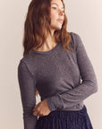 Wool Blend Lightweight Knit Top: Heather Grey