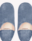 Yonder Suede Babouche Slippers in Denim Blue