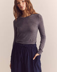 Wool Blend Lightweight Knit Top: Heather Grey