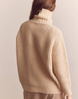 Wool Turtleneck Waffle Sweater: Cream