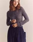 Wool Blend Lightweight Knit Top: Heather Grey