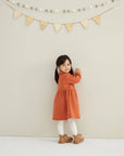 Norsu Toddler Fleece Collar Sweatshirt Dress in Rust